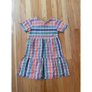 Ace‎ & Jug Plaid Tiered Dress Multi-Color Smocked Back 4Y